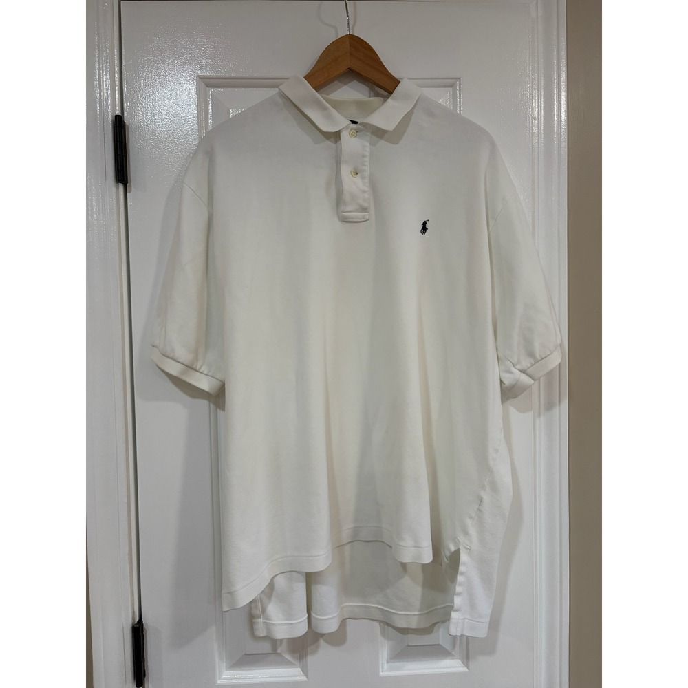 Polo Ralph Lauren Mens White Interlock Cotton Short Sleeve Polo Shirt XL